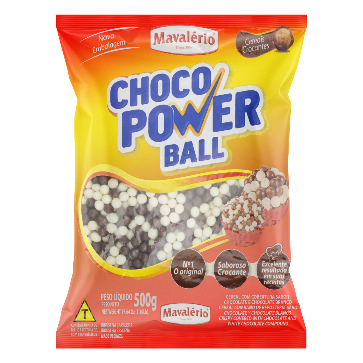 imagem de CEREAL BALL CHOCOPOWER MINI C. PRETO/BRANCO 500G - MAVALERIO