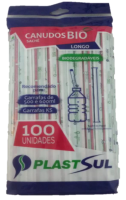 imagem de CANUDO EMB. LONGO BRANCO C/LISTRA (SC) C/100UN - PLASTSUL